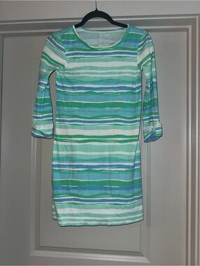 Lilly Pulitzer Mint, Aqua & Blue Striped Long-Sleeve Shift Dress
